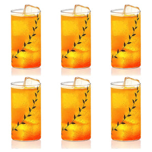 Borosil Black Krip Glass Tumbler Large 350ml Set Of 6 Pcs BVVIBLEAFBL 