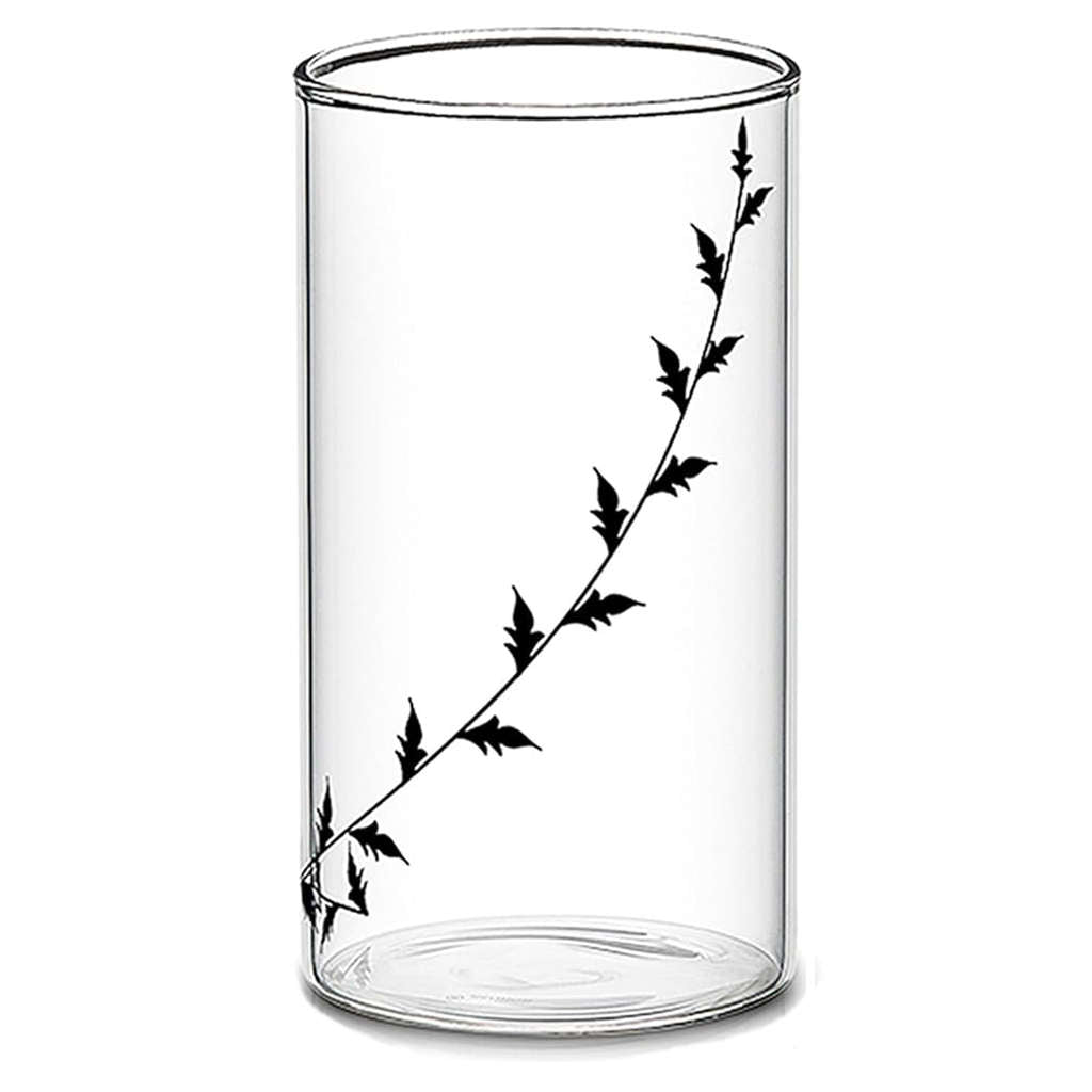 Borosil Black Krip Glass Tumbler Large 350ml Set Of 6 Pcs BVVIBLEAFBL