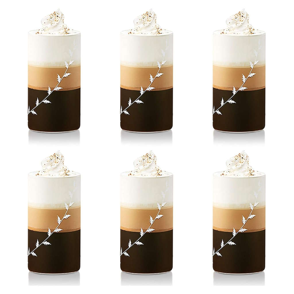Borosil White Krip Glass Tumbler Large Set Of 6 Pcs 350 ml BVVIBLEAFWL 