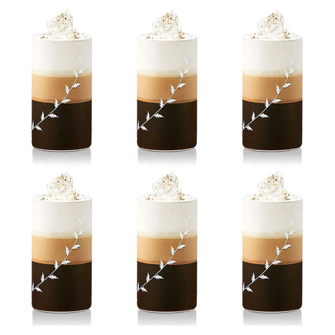 Borosil White Krip Glass Tumbler Large Set Of 6 Pcs 350 ml BVVIBLEAFWL 