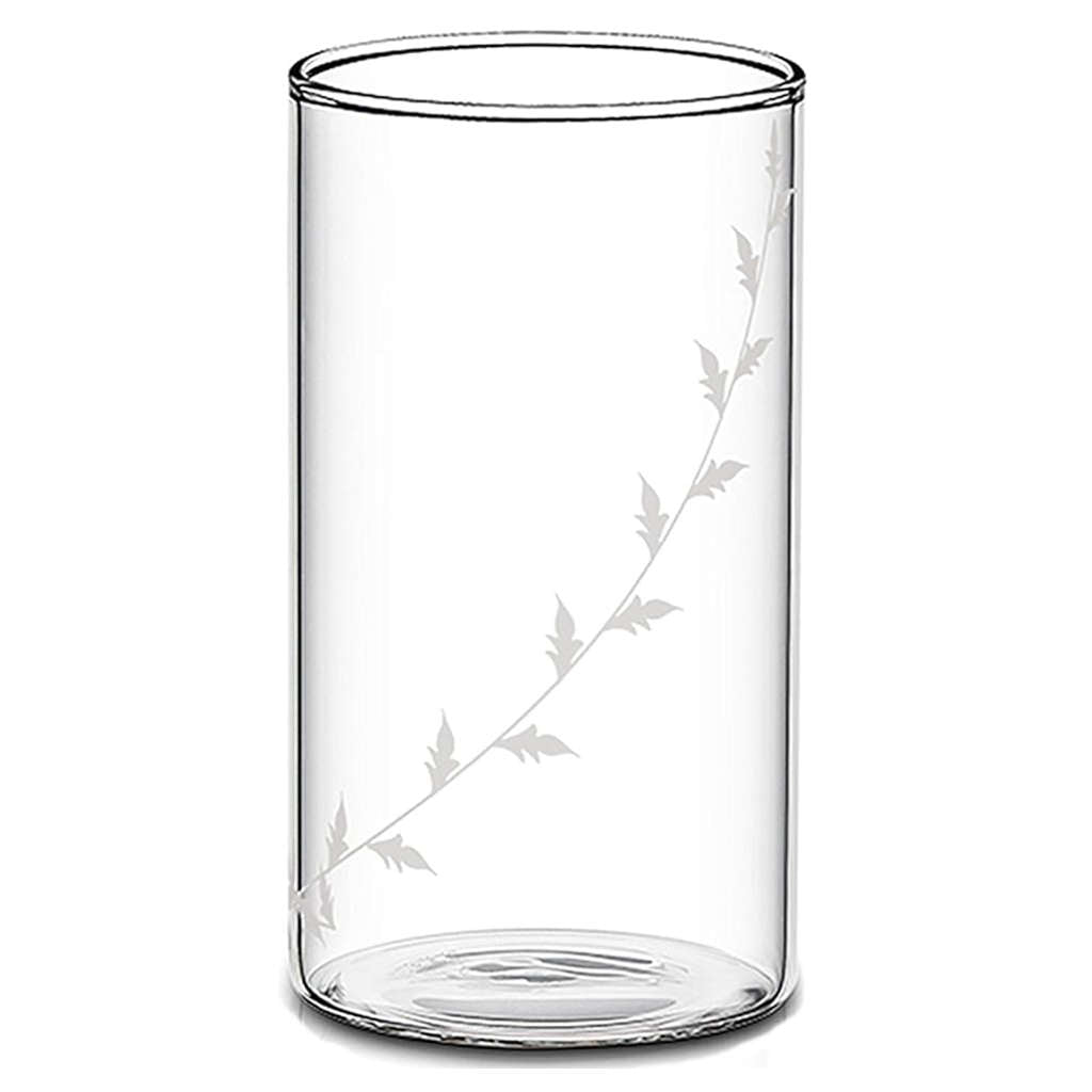 Borosil White Krip Glass Tumbler Large Set Of 6 Pcs 350 ml BVVIBLEAFWL