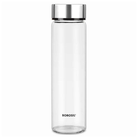 Borosil Neo Glass Bottle With Silver SS Lid 550 ml BVNEOGBSS550 