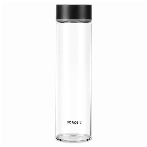 Borosil Neo Glass Bottle With Black SS Lid 550 ml BVNGBBLS550 