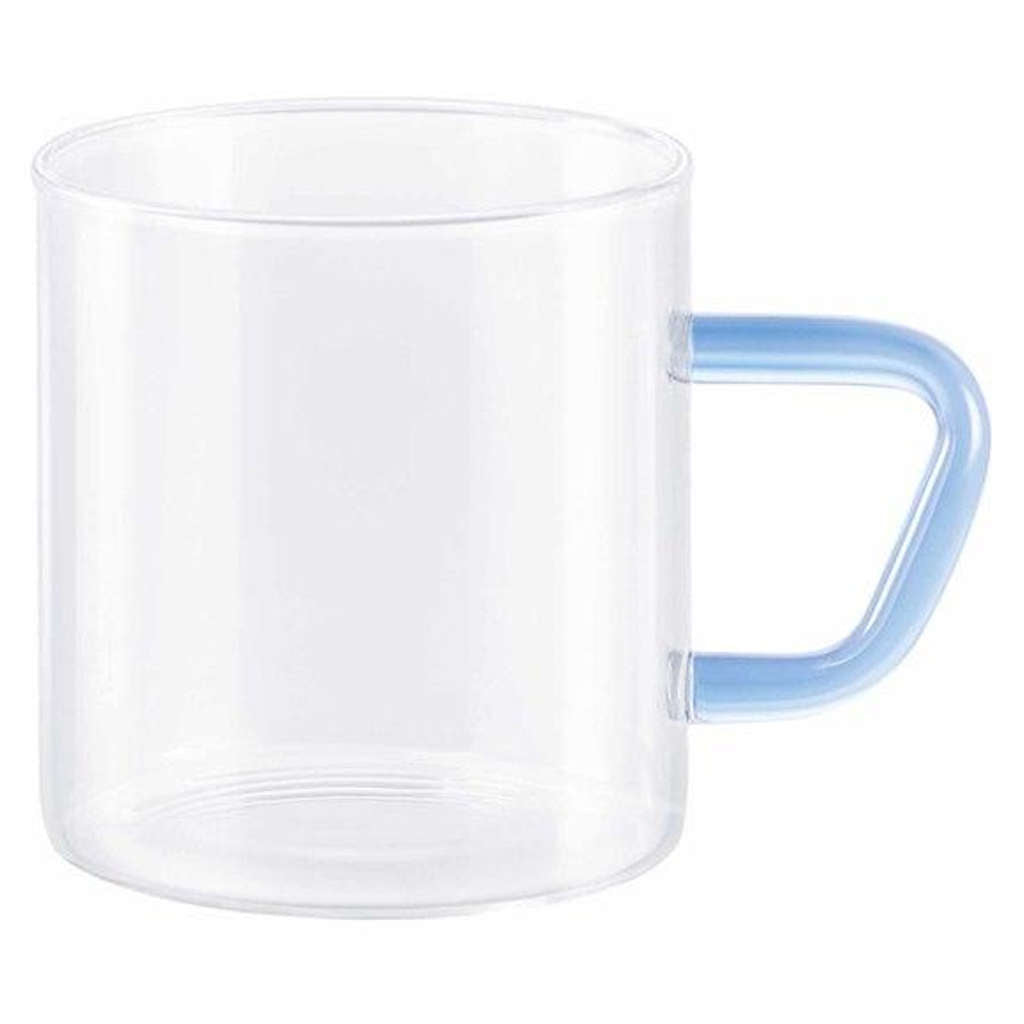 Borosil Vision Glass Mug With Blue Handle Set Of 6 Pcs 190 ml BVCM190BL06