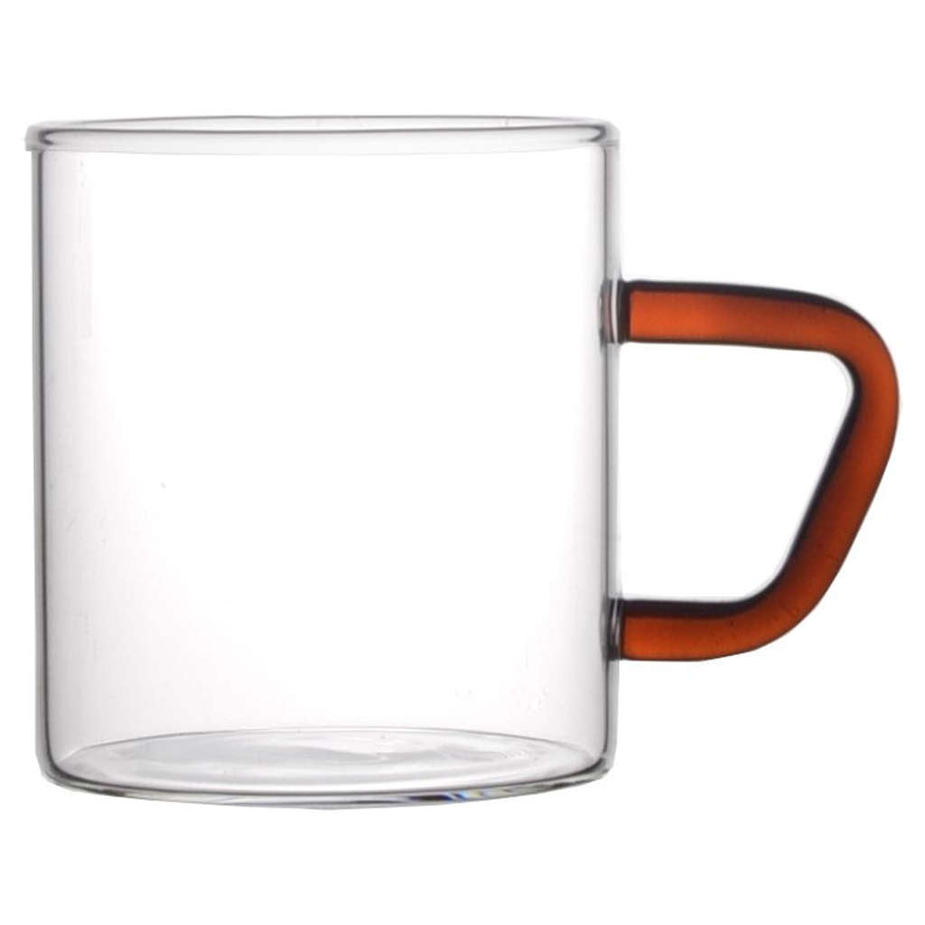 Borosil Vision Glass Mug With Brown HandleSet Of 6 Pcs 190 ml BVCM190BR06
