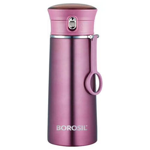 Borosil Travelease Vacuum Insulated Stainless Steel Water Bottle 420 ml Purple BT420PE102 