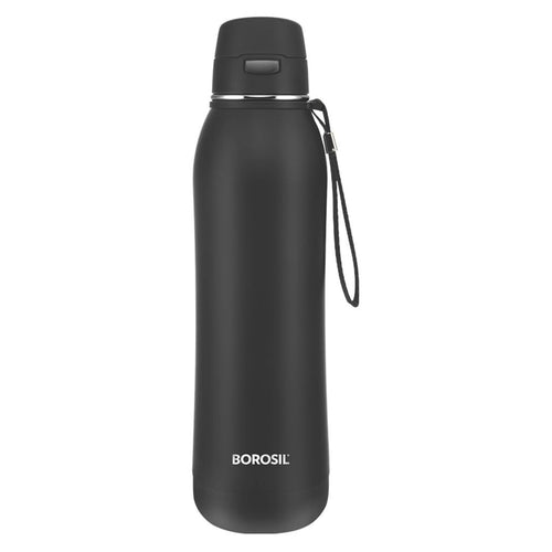 Borosil Rivera Insulated Stainless Steel Water Bottle 600 ml Black BT600BK128 