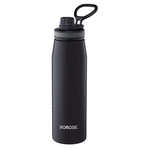 Borosil Gosport Vacuum Insulated Stainless Steel Flask Water Bottle 600 ml Black BT0600BK102 