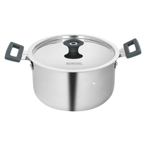 Borosil Cookfresh Triply Casserole Silicone Handle With Lid 18 cm  CFTPCSWL1812