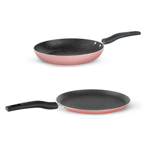 Borosil Festive Glory Nonstick Cookware Set Of 2 Pink NS02GSPINK03 