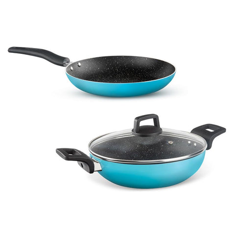 Borosil Festive Glory Nonstick Cookware Set Of 3 Blue NS03GSBLUE02 