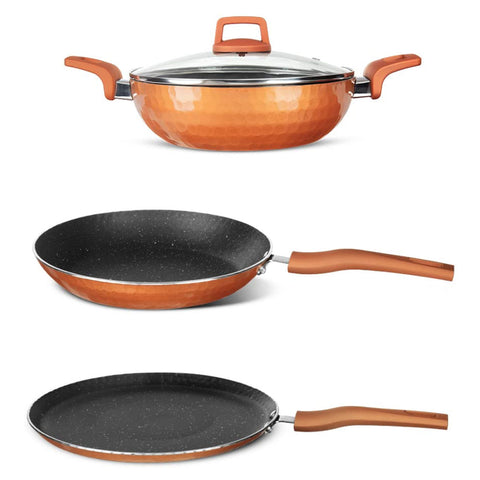 Borosil Russet Nonstick Cookware Set Of 4 NSGR4COOKST 