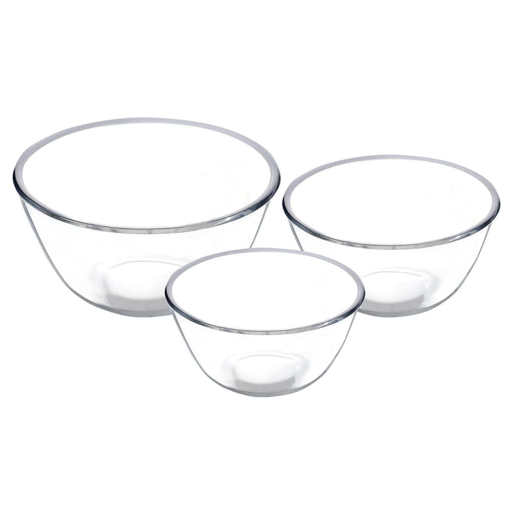 Borosil Mixing & Serving Glass Bowl Set Of 3 (500ml + 900ml + 1.3Litre) IH22MB05913