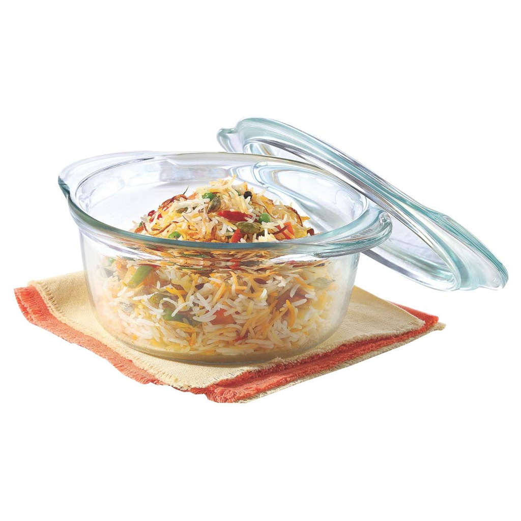 Borosil Deep Round Casserole With Flat Glass Lid 1.2 Litre IH22CA12212 