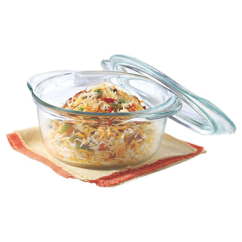 Borosil Deep Round Casserole With Flat Glass Lid 1.2 Litre IH22CA12212 