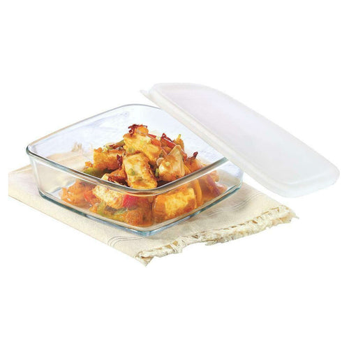Borosil Square Baking Dish With Plastic Lid 1.6 Litre IH22DH18216 