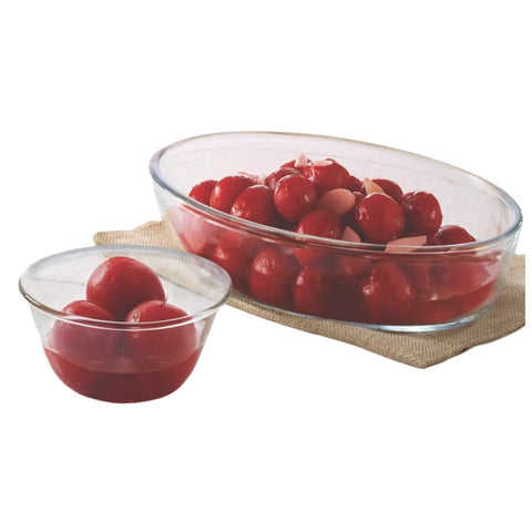 Borosil Dessert Set Oval Dish & Glass Katori Bowl Set Of 6 (700ml + 170ml) IYWSET2002T 