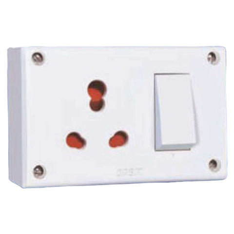 Orbit Vento Series 6/16A Combined Switch Socket Junction Box With Safety Shutter 1127 