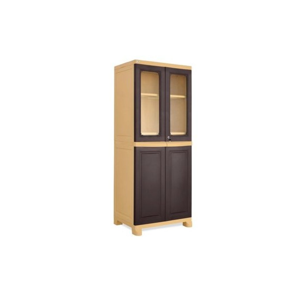 Nilkamal Freedom Big 2 (FB2) Plastic Storage Cabinet(Weather Brown & Biscuit)