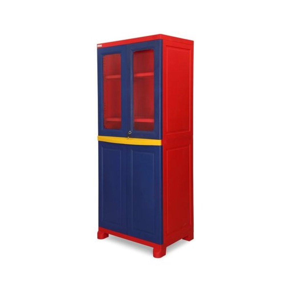Nilkamal Freedom Big 2 (FB2) Plastic Storage Cabinet (Pepsi Blue, Bright Red & Yellow)