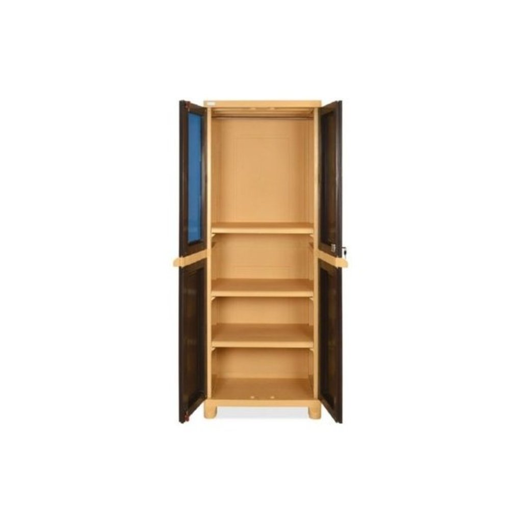 Nilkamal Freedom Big (FB1M)  Plastic Storage Cabinet With 1 Mirror (Weather Brown & Biscuit)