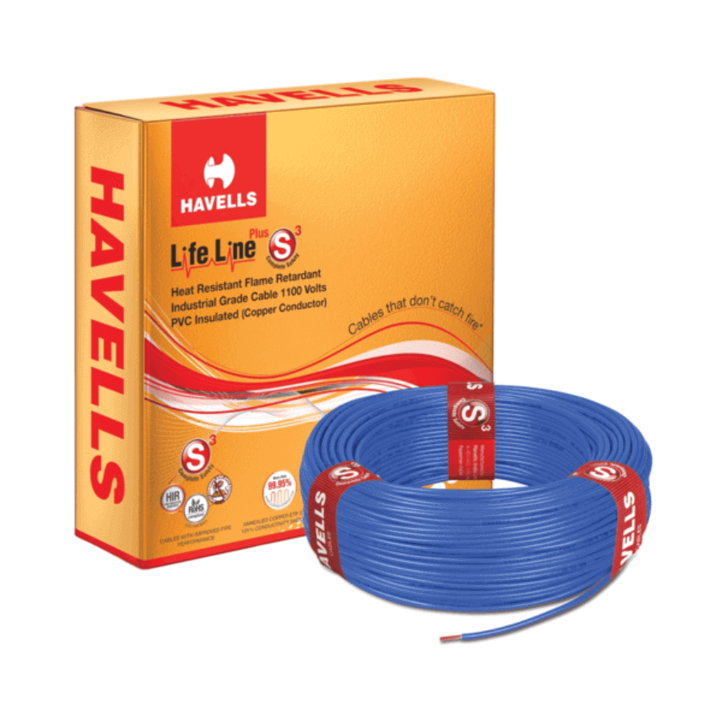 Havells Life Line Plus S3 Single Core Heat Resistant Flame Retardant PVC Insulated Industrial Cables – 90 meters