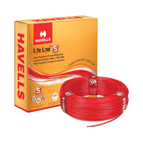 Havells Life Line Plus S3 Single Core Heat Resistant Flame Retardant PVC Insulated Industrial Cables – 90 meters