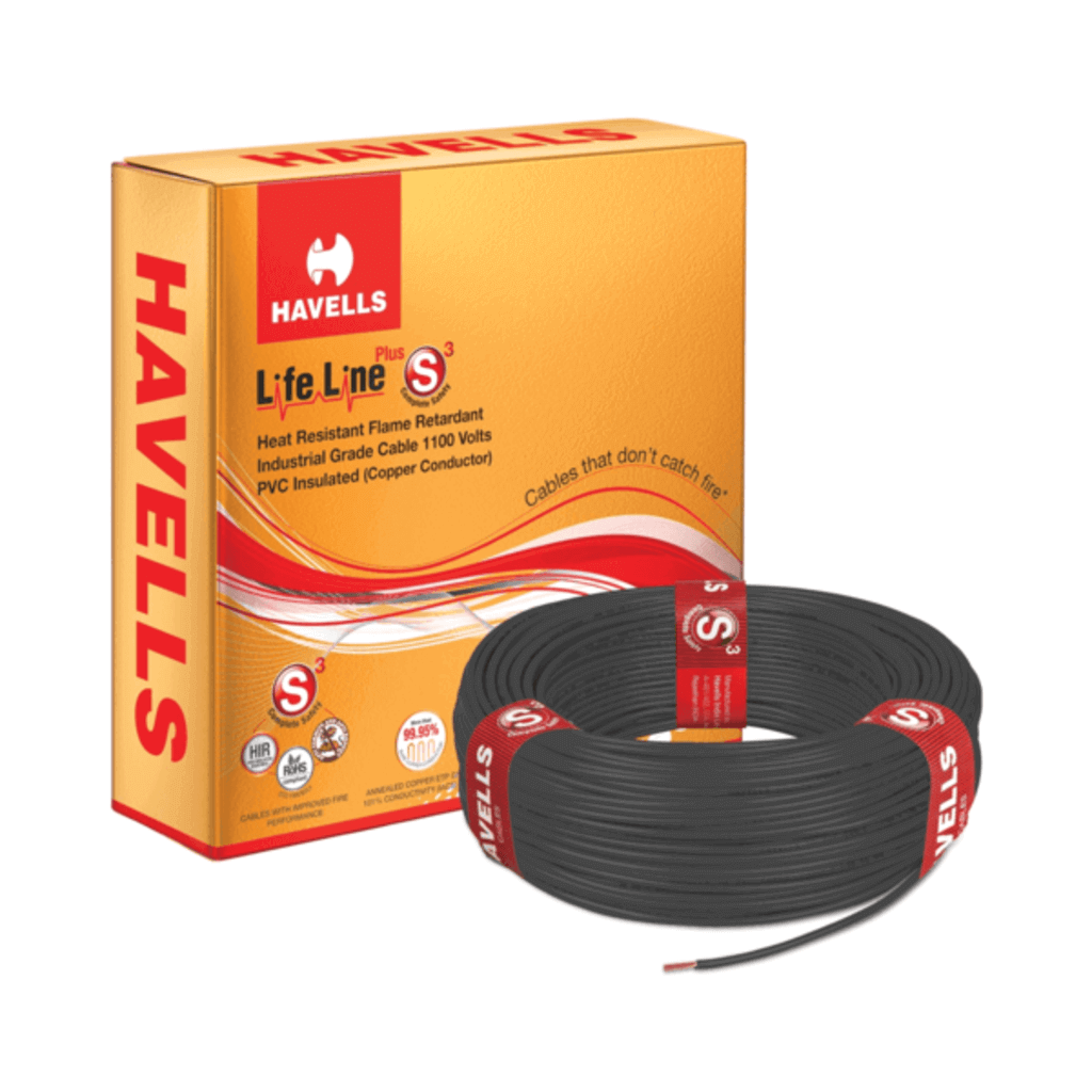 Havells Life Line Plus S3 Single Core Heat Resistant Flame Retardant PVC Insulated Industrial Cables – 90 meters