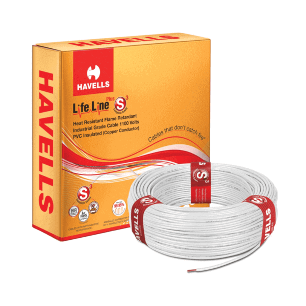 Havells Life Line Plus S3 Single Core Heat Resistant Flame Retardant PVC Insulated Industrial Cables – 90 meters