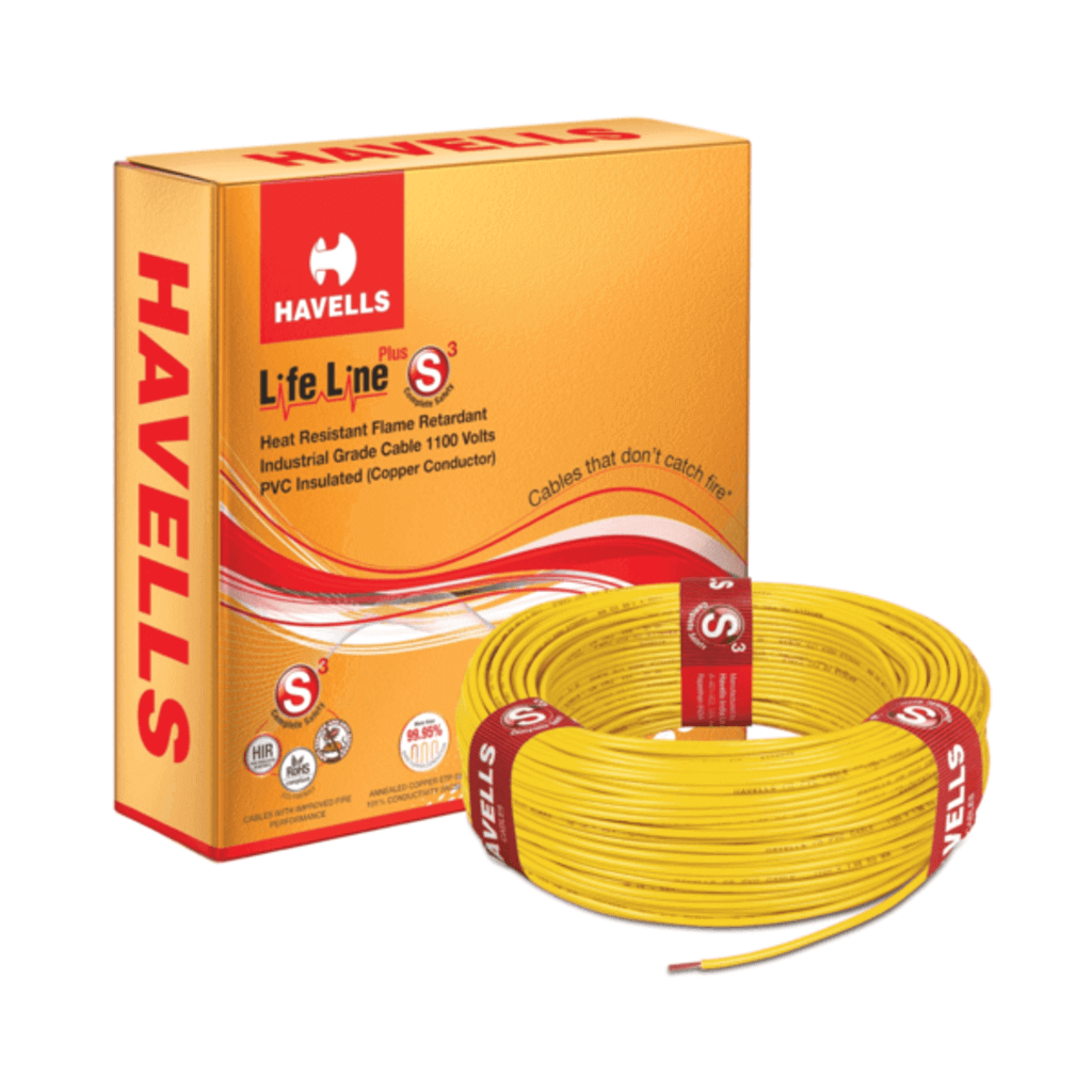 Havells Life Line Plus S3 Single Core Heat Resistant Flame Retardant PVC Insulated Industrial Cables – 90 meters