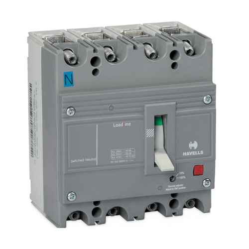 Havells Adjustable Thermal and Magnetic Mccb Four Pole AS Frame 25kA